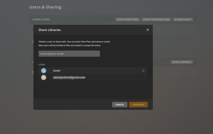 Plex add a shared user