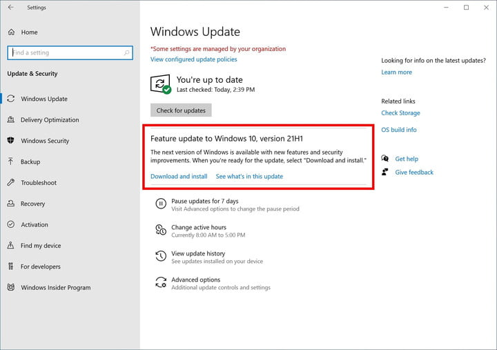 Windows Update 21H1