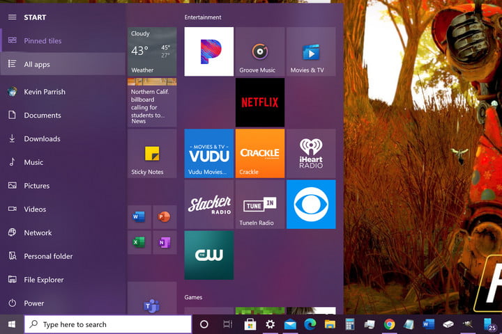 Windows 10 Start menu All applications
