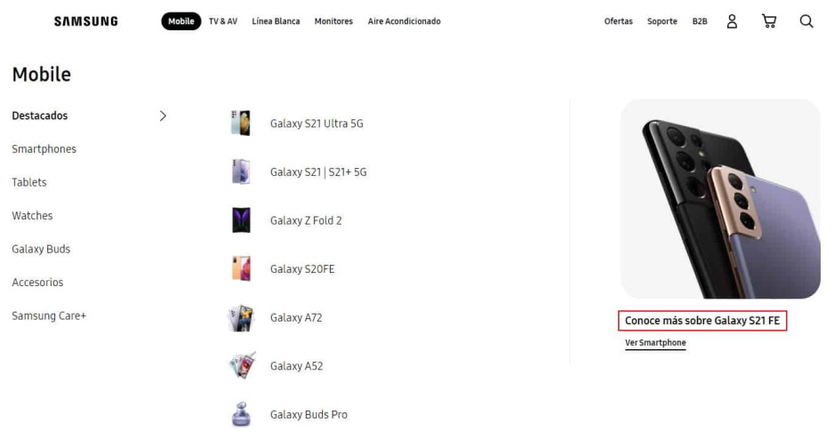 Samsung's Galaxy S21 FE is accidentally mentioned on official websites