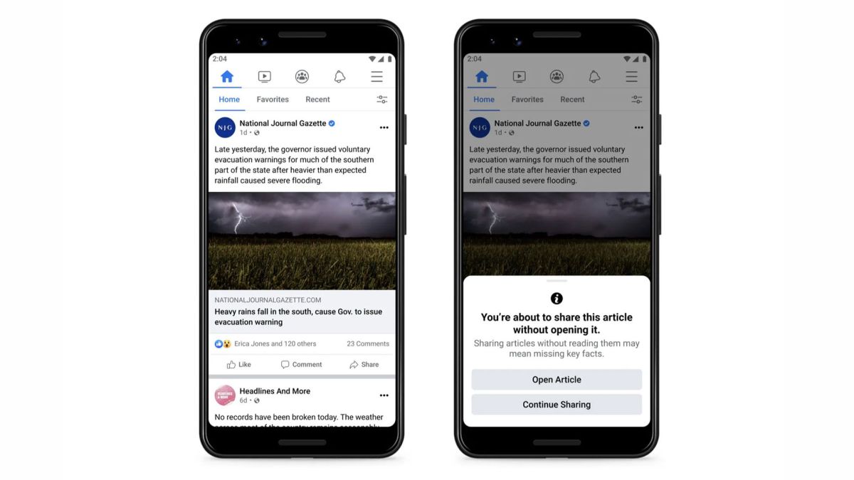 Facebook tests call for preventing people from sharing articles they haven’t read