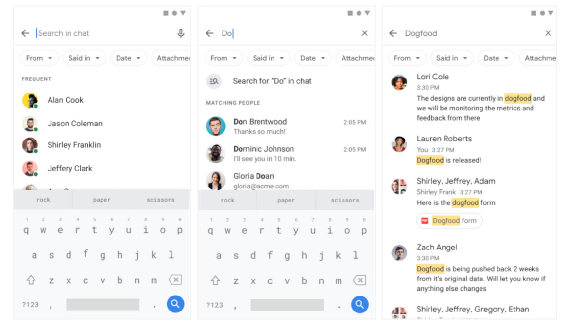 The latest update to Google Chat brings improved search to Android devices