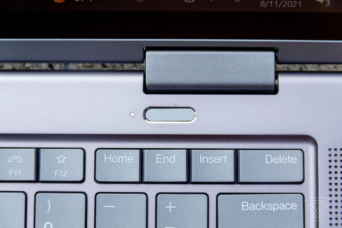 ThinkPad X1 Yoga Gen 6 fingerprint sensor seen from above.