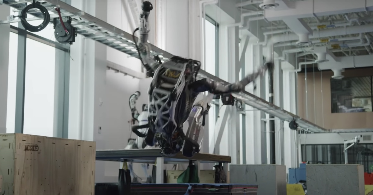 Boston Dynamics shows how a two-legged Atlas robot turns, vaults and crashes in the latest videos